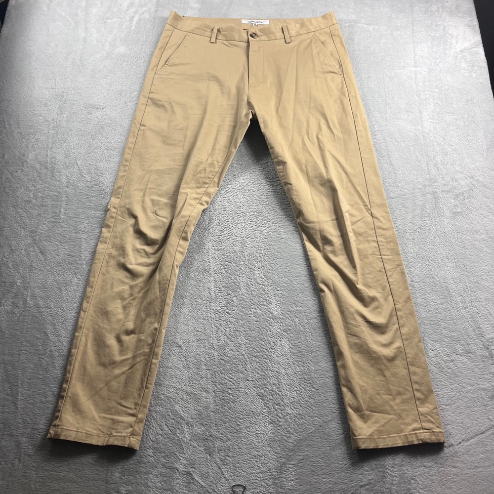 Collars‎ & Co Mens Chino Pants Tan Khaki Flat Front Trousers 32x30 12830